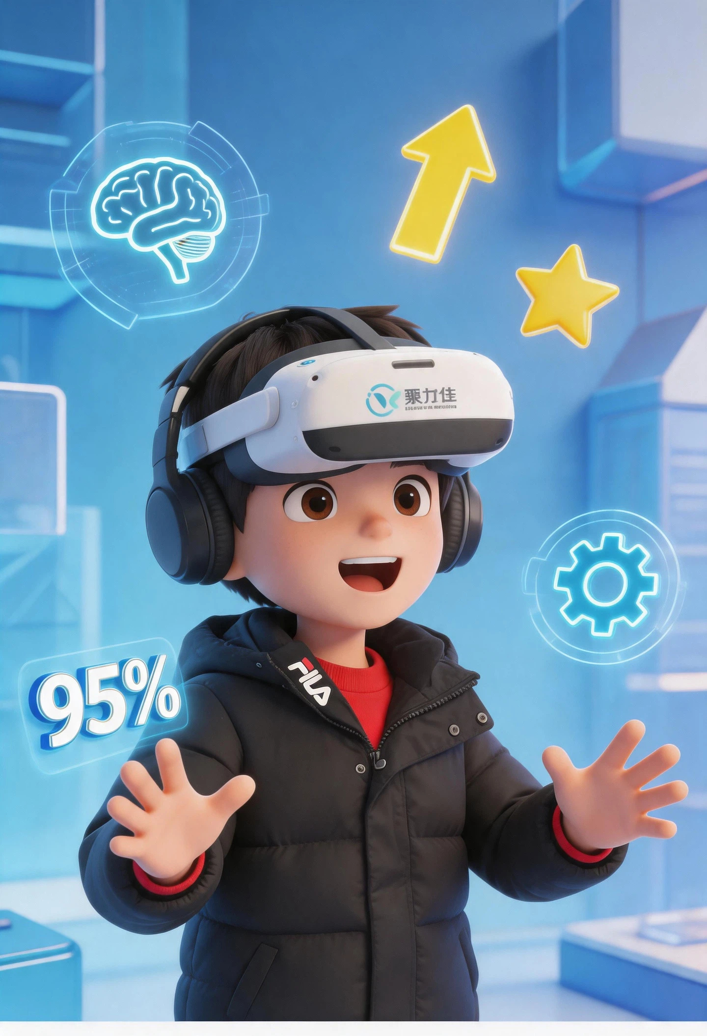 jimeng-2026-05-16-7465-3D卡通渲染风格，C4D质感。一个可爱的卡通男孩形象，戴着未来感VR眼镜（如参考....jpg